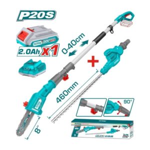 Total Tools Lithium-Ion Pole Saw with Pole Hedge Trimmer (TPTS201681)