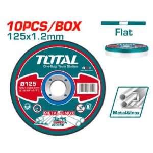 Total Tools 10Pcs Box Abrasive Metal Cutting Disc 125x1.2mm Flat Center (TAC2211255)