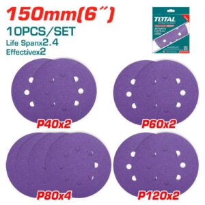 Total Tools Purple Sanding Disc P40-P120 150mm (TAC73150103)