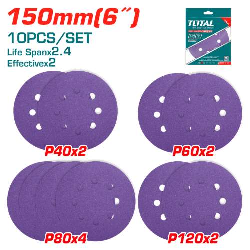 Total Tools Purple Sanding Disc P40-P120 150mm (TAC73150103)