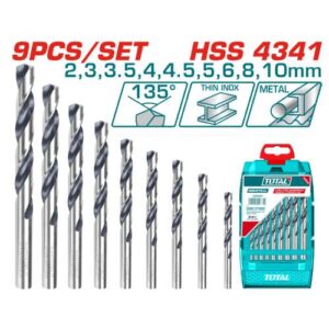 Total Tools 9 Pcs HSS Twist Drill Bits Set (TACSD0095)