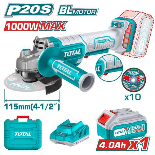 Total Tools Lithium-Ion Angle Grinder Brushless 115mm (TAGLI2111561)