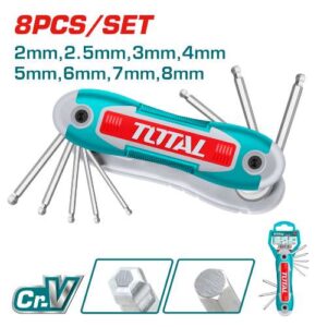 Total Tools 8Pcs Ball Point Foldable Hex Key (THT1061836)