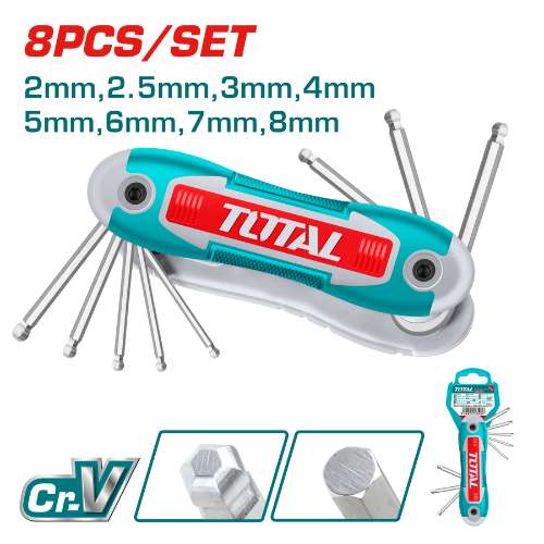 Total Tools 8Pcs Ball Point Foldable Hex Key (THT1061836)