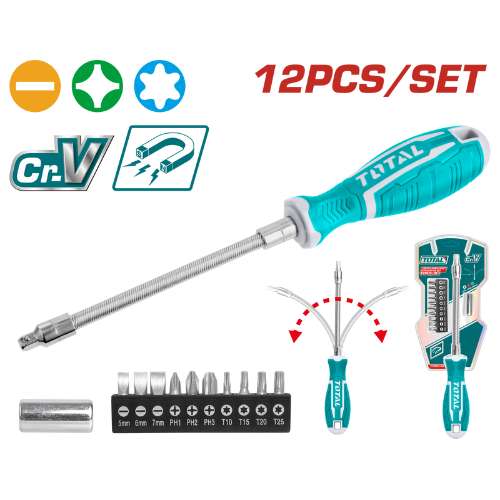 12 PCS FLEXIBLE SHAFT SCREWDRIVER SET (THT250FL1206)