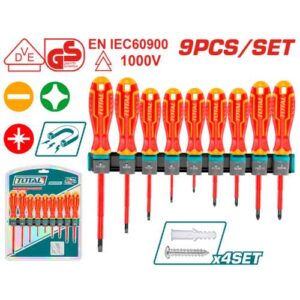 Total Tools 9Pcs Insulated Screwdriver Set (THTIS596)