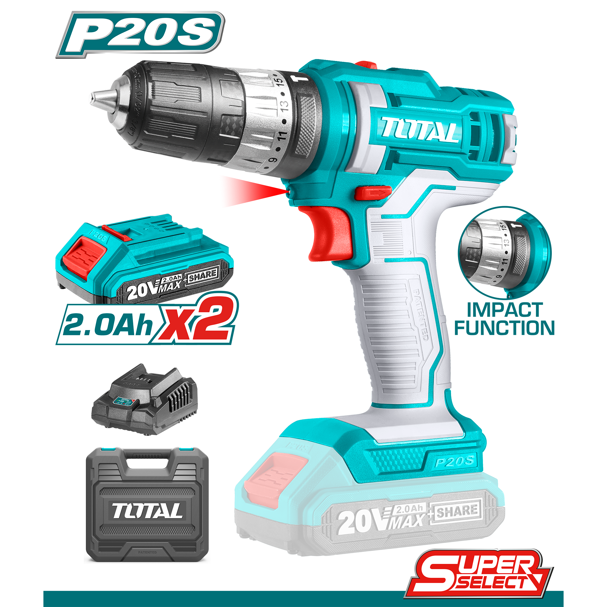 Total Tools Lithium- Ion Impact Drill (TIDLI20145)