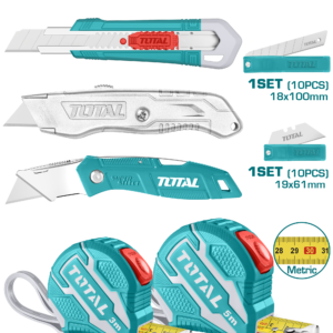 Total Tools Measuring Tape and Utility Knife Set (TOS23037)