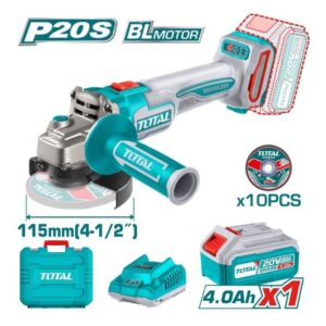Total Tools Cordless Angle Grinder B/L with B&C (TAGLI211541)