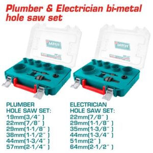 Total Tools 9Pcs Plumbers Bi-metal Hole Saw Set (TACSH0021)