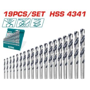 Total Tools 19 Pcs HSS Drill Bit Set (TACSD0195)
