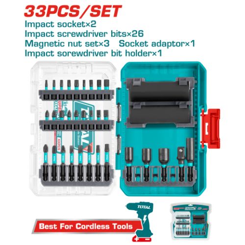 33 Pcs Impact Screwdriver Bits and Sockets Set (TACSDL63306)