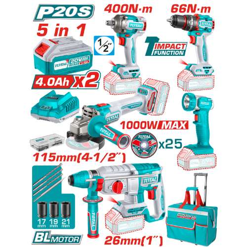 5 Pcs Cordless industrial combo kit (TCKLI20592)