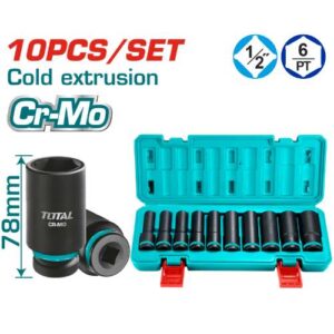 10 Pcs 1/2" deep impact socket set (THKISD12102L)