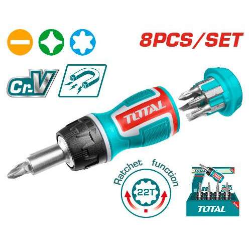 8 in 1 stubby ratchet screwdriver set (TACSDS1726)